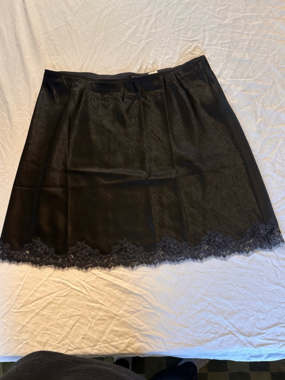 J. Crew Black Lace-Hem Slip Skirt - NWT - Size XL